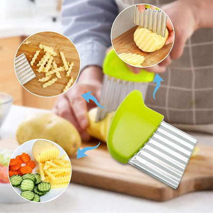 Stainless Steel Potato Crinkle Cutter Knife Set
