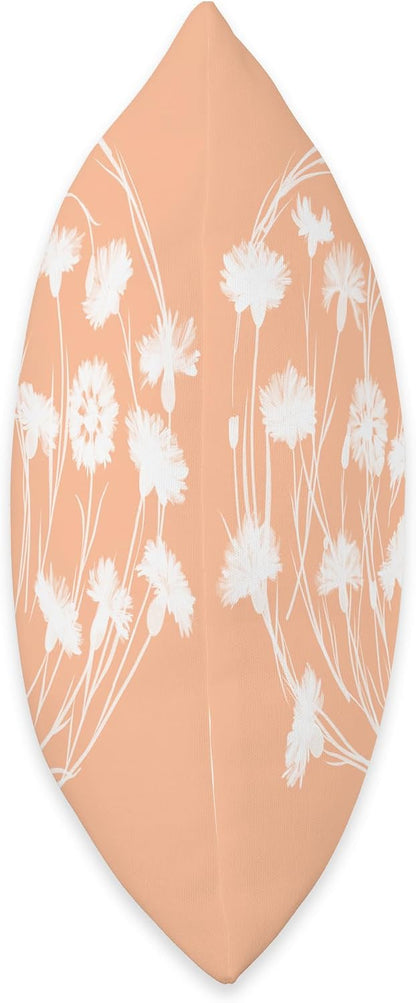 PEACH AND WHITE FLORAL PRINT Throw Pillow