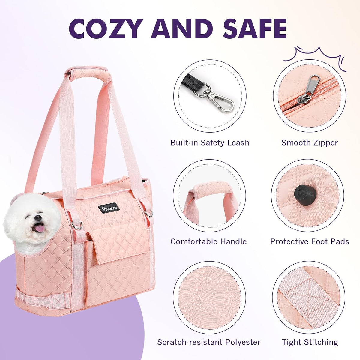 Dog Purse Carrier for Small Dogs with Pocket,Up to 11Lbs