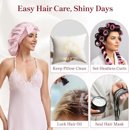 Tie Silk Bonnet Satin Curly Hair Wrap for Sleeping Women Anti Frizz