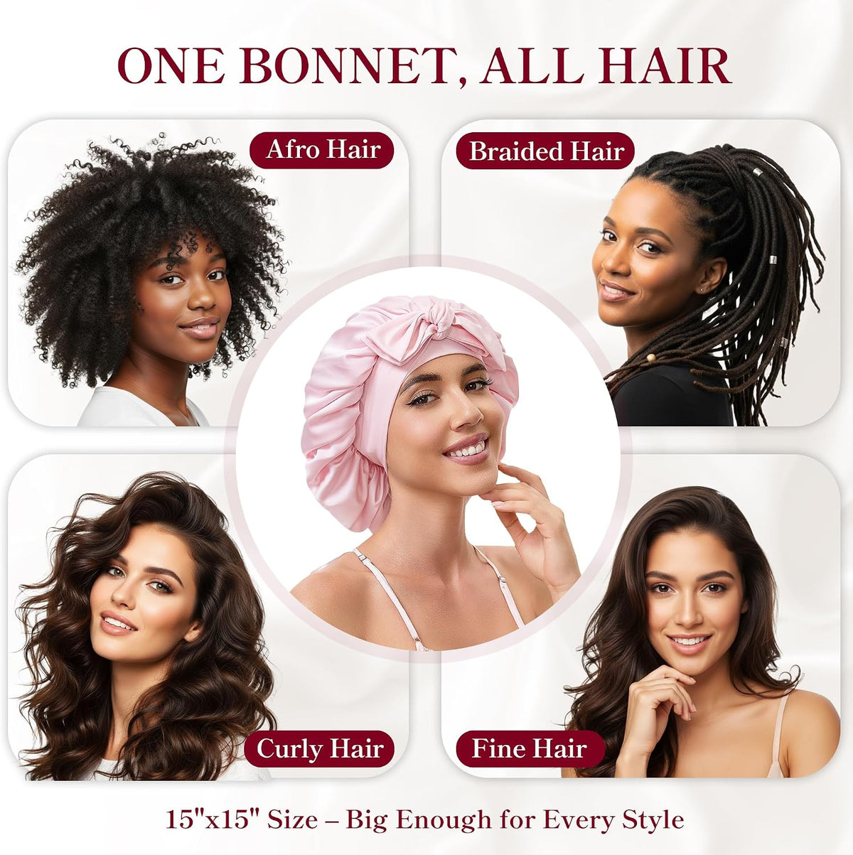 Tie Silk Bonnet Satin Curly Hair Wrap for Sleeping Women Anti Frizz