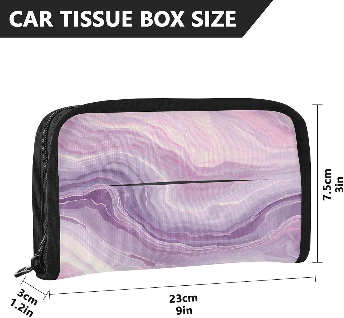 Car Tissue Holder Car Visor Organizer Tissue Box Holder for Car Sun Visor Organizer with Car Vehicle Accessories Essentials Interior for Women Men Marble Pale Purple and Pink