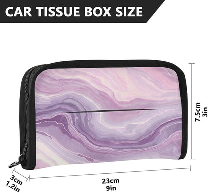 Car Tissue Holder Car Visor Organizer Tissue Box Holder for Car Sun Visor Organizer with Car Vehicle Accessories Essentials Interior for Women Men Marble Pale Purple and Pink