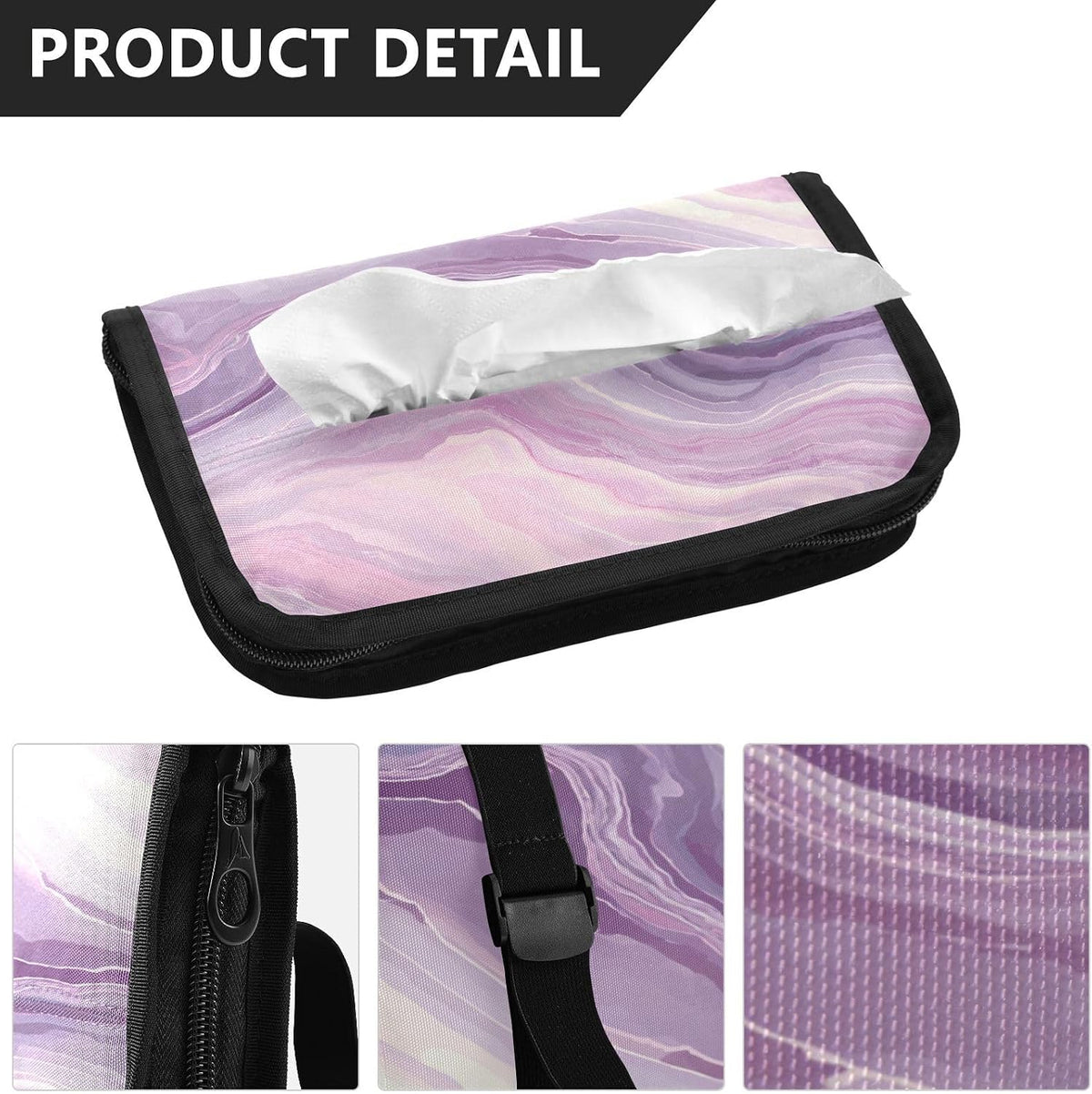 Car Tissue Holder Car Visor Organizer Tissue Box Holder for Car Sun Visor Organizer with Car Vehicle Accessories Essentials Interior for Women Men Marble Pale Purple and Pink