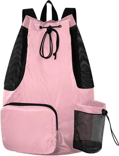 Light Pink Sports Drawstring Bag for Workout Drawstring Backpacks with Pockets
