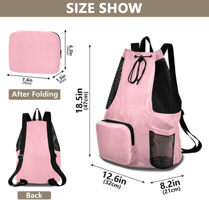 Light Pink Sports Drawstring Bag for Workout Drawstring Backpacks with Pockets