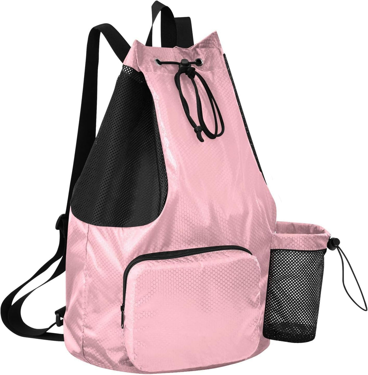 Light Pink Sports Drawstring Bag for Workout Drawstring Backpacks with Pockets