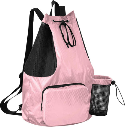 Light Pink Sports Drawstring Bag for Workout Drawstring Backpacks with Pockets