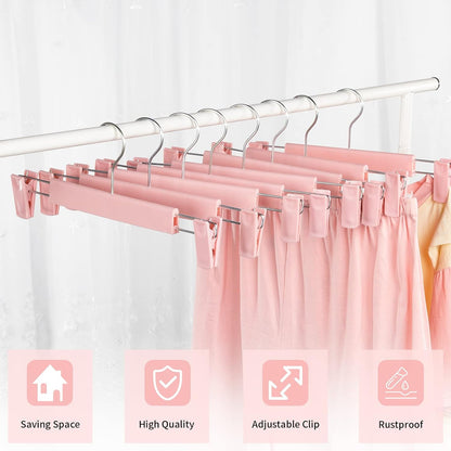 Pants Hangers with Clips, Skirt Hangers, 20 Pack, Pink