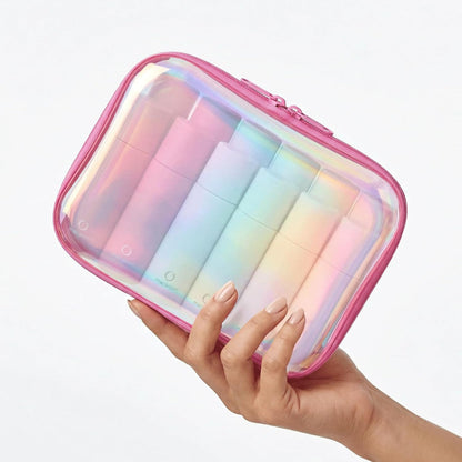 Clear Hard Shell Zipper Organizer Cases, 2 Pack, Iridescent