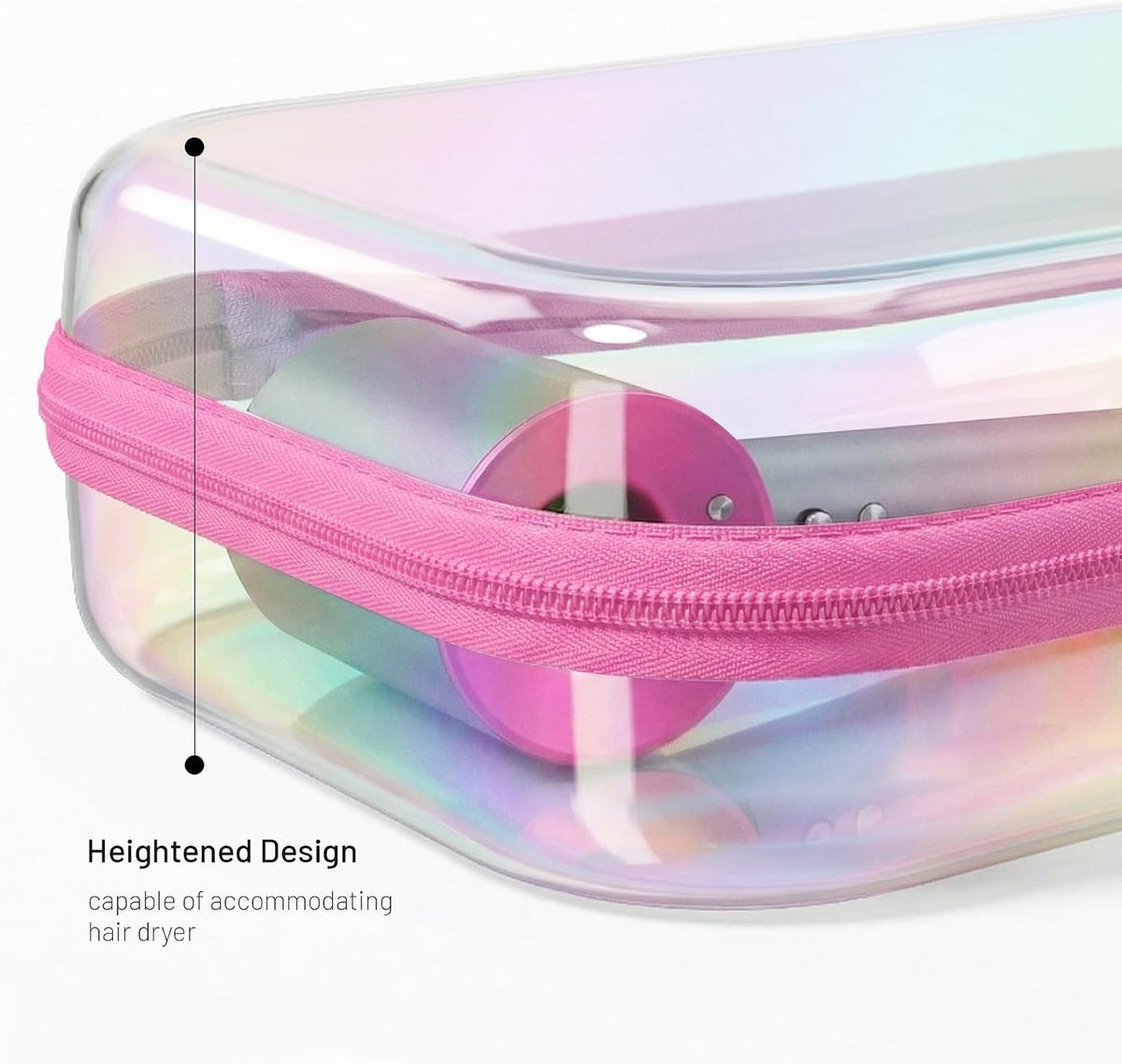 Clear Hard Shell Zipper Organizer Cases, 2 Pack, Iridescent