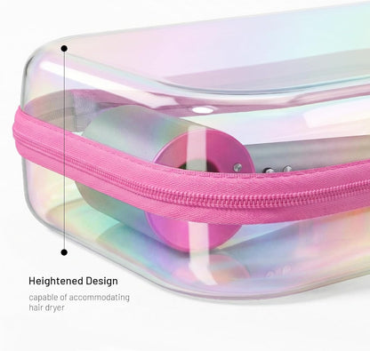 Clear Hard Shell Zipper Organizer Cases, 2 Pack, Iridescent