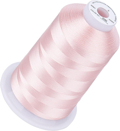 5000M 40WT Polyester Embroidery Thread, Light Peach Pink S086 | 5000M 40WT polyester thread feeds smoothly for machine embroidery, monograms, logos, patches and quilting.