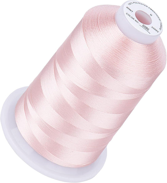 5000M 40WT Polyester Embroidery Thread, Light Peach Pink S086 | 5000M 40WT polyester thread feeds smoothly for machine embroidery, monograms, logos, patches and quilting.
