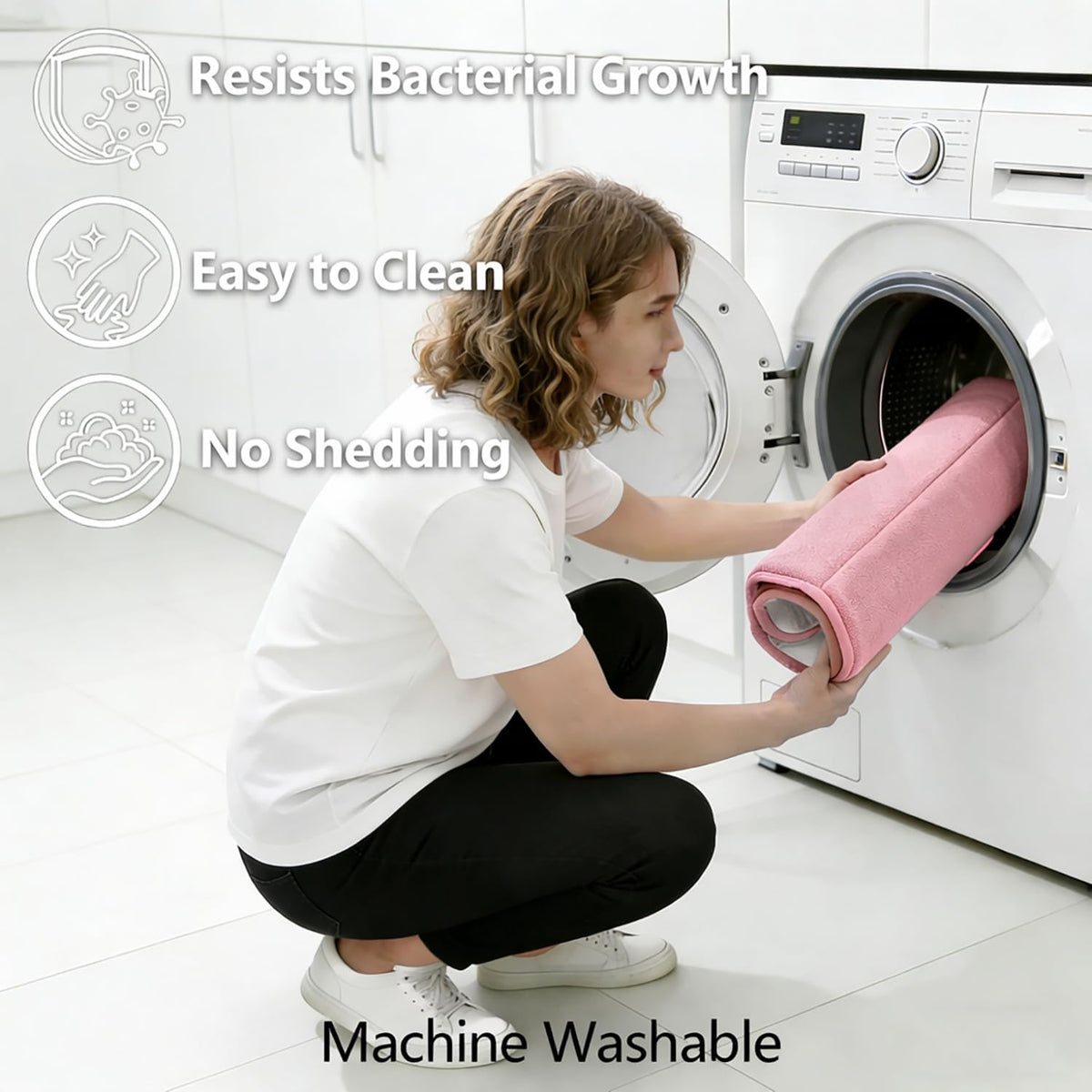 Memory Foam Bath Mat Set 3 Piece，Super Soft Absorbent Bathroom Rug Non Slip, Quick Dry,Machine Wash, Perfect Plush Bathroom Rugs,Home Decor Accessories,Pink