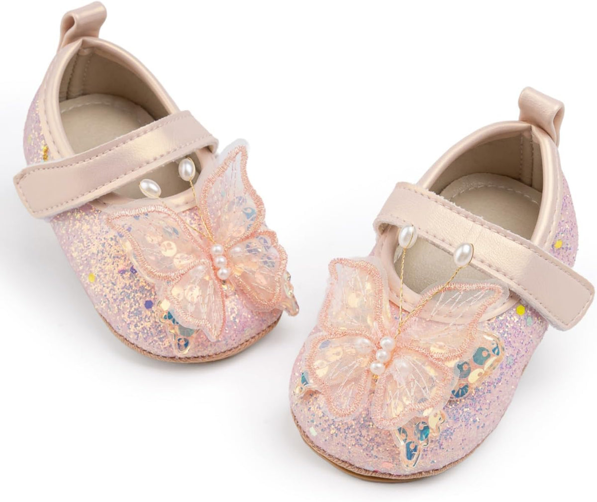 Baby Girls Mary Jane Flats Non Slip Soft Sole Bowknot Princess Wedding Dress Shoes Toddler First Walkers Infant Newborn Baptism Crib Shoes