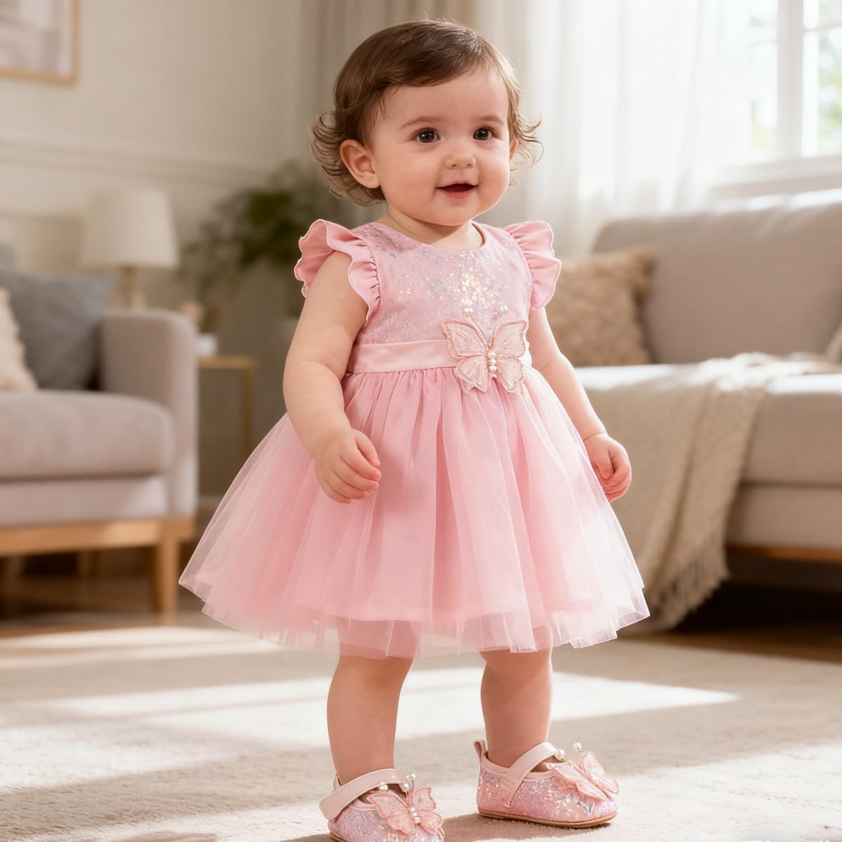 Baby Girls Mary Jane Flats Non Slip Soft Sole Bowknot Princess Wedding Dress Shoes Toddler First Walkers Infant Newborn Baptism Crib Shoes