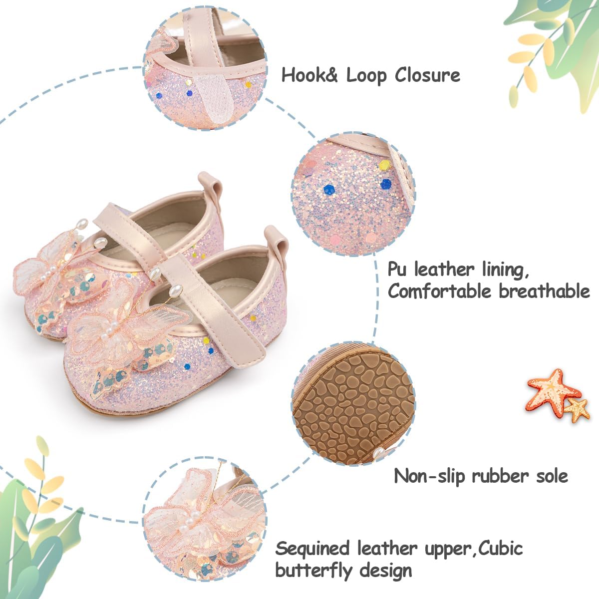 Baby Girls Mary Jane Flats Non Slip Soft Sole Bowknot Princess Wedding Dress Shoes Toddler First Walkers Infant Newborn Baptism Crib Shoes
