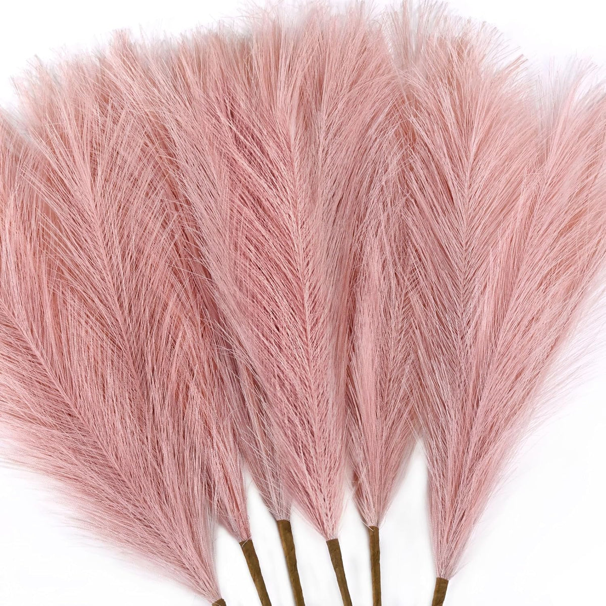 43 Inch Fluffy Fake Faux Pampas Grass Large Stems 3 Pcs for Tall Vase Filler, Boho Home Kitchen Wedding Room Decor (Pink)