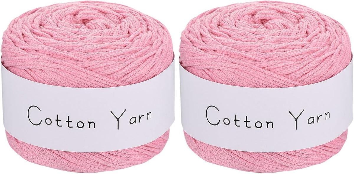 2 Skein Cotton Yarn, 100% Cotton Chunky Yarn for Hand Knitting, Blanket Yarn for Crocheting Each of 204g/7.20oz(Per Skein 150m/164 Yard)/Light Peach