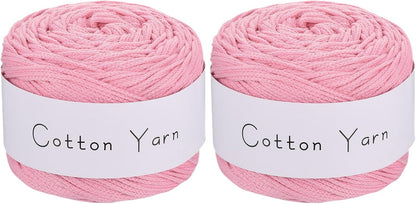 2 Skein Cotton Yarn, 100% Cotton Chunky Yarn for Hand Knitting, Blanket Yarn for Crocheting Each of 204g/7.20oz(Per Skein 150m/164 Yard)/Light Peach