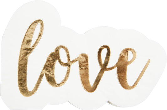 C.R. Gibson Lunch Napkin, Love - Die-Cut, Gold Foil Accents - 3-Ply, 20 Count (TW7-25537)