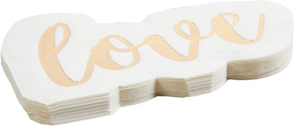 C.R. Gibson Lunch Napkin, Love - Die-Cut, Gold Foil Accents - 3-Ply, 20 Count (TW7-25537)