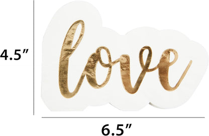 C.R. Gibson Lunch Napkin, Love - Die-Cut, Gold Foil Accents - 3-Ply, 20 Count (TW7-25537)