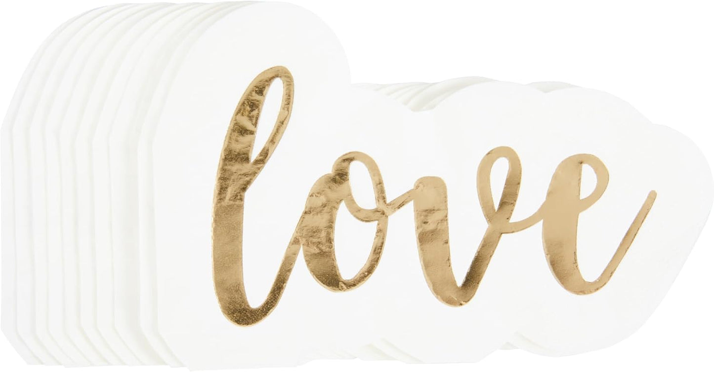 C.R. Gibson Lunch Napkin, Love - Die-Cut, Gold Foil Accents - 3-Ply, 20 Count (TW7-25537)