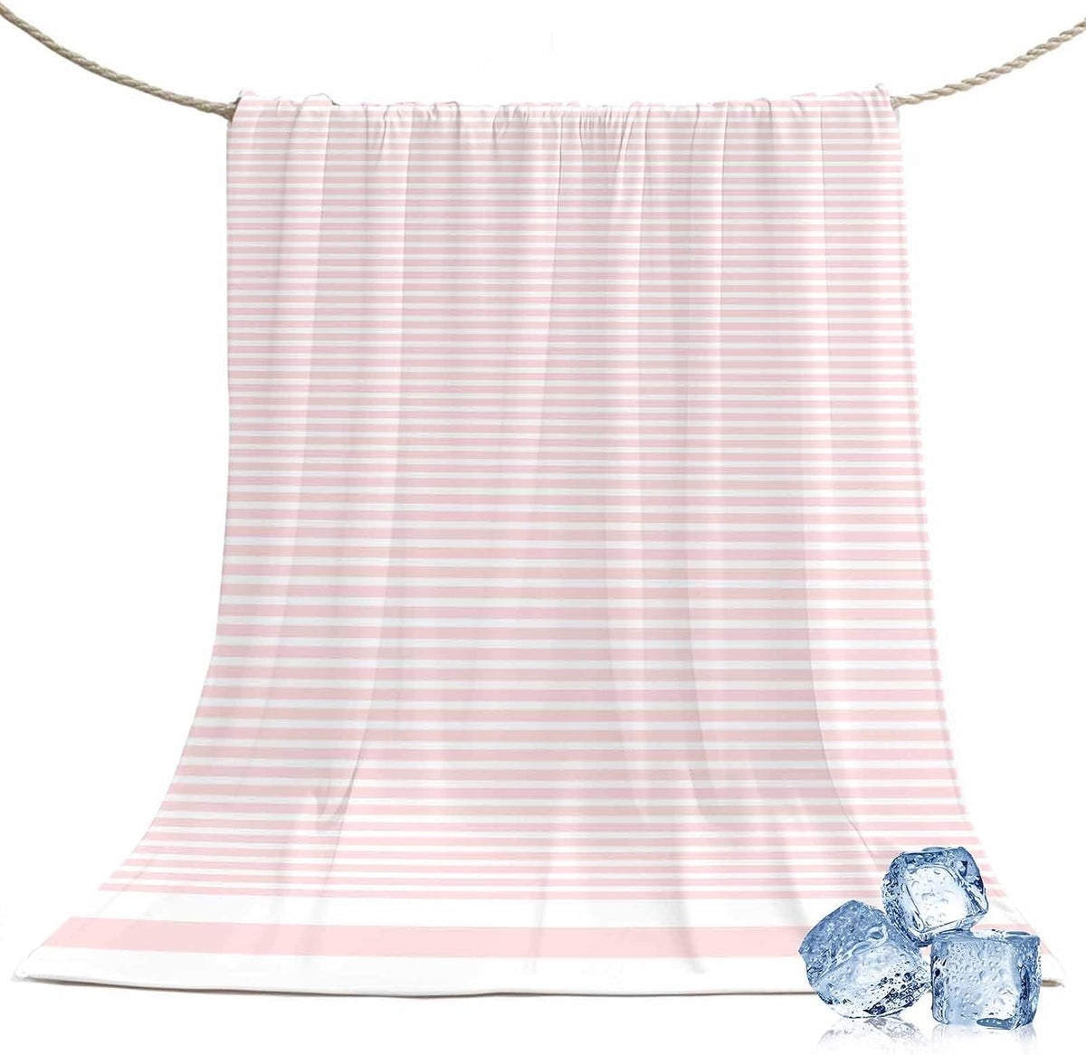 Cooling Blanket for Hot Sleepers Pink Stripe Lightweight Breathable Double Sided Summer Blanket Stripe Pink White Cooling Throw Blanket for Couch Bed Night Sweats 30"x40"