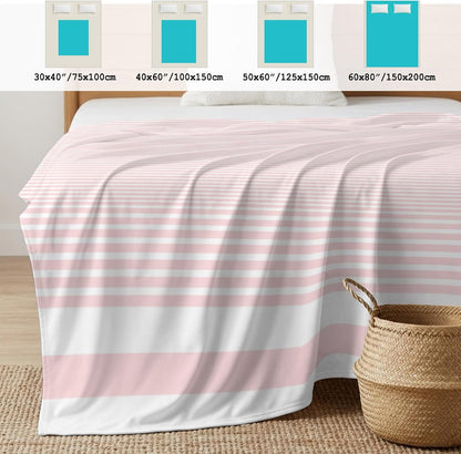 Cooling Blanket for Hot Sleepers Pink Stripe Lightweight Breathable Double Sided Summer Blanket Stripe Pink White Cooling Throw Blanket for Couch Bed Night Sweats 30"x40"