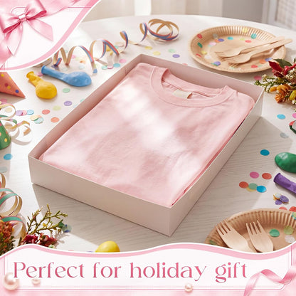 6 Pcs Large Shirt Gift Boxes with Lids 14.5 x 10 x 2 Inches Pink Bow Gift Box for Presents 3 Designs Shirt Boxes for Christmas Wedding Holiday Birthday Parties