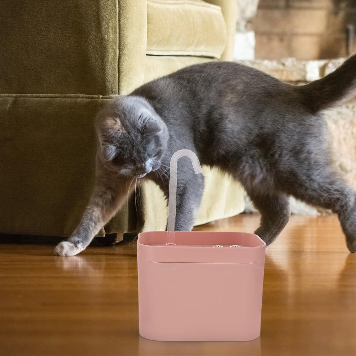 Automatic Cat Water Fountain Low Power Consumption Portable Design Pink Plastic Flower Shape Water Outlet for Kitten and Cat Drinking Modern Elegant Appearance
