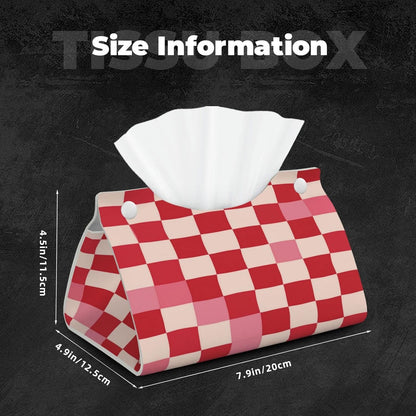 Pink Beige Plaid Checkerboard Pattern Rectangle Tissue Box Cover PVC Faux Leather Tissue Boxes Holder Lightweight Tissue Box Cube for Bathroom Home Car Office