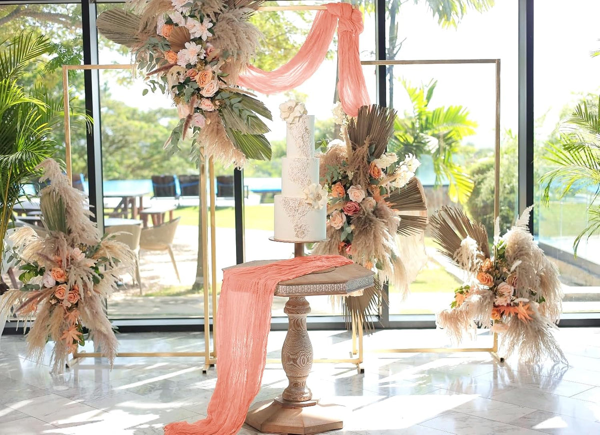 6 Pack Coral Cheesecloth Table Runner,20x120 in Table Runner