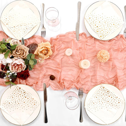 6 Pack Coral Cheesecloth Table Runner,20x120 in Table Runner