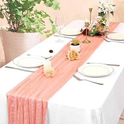 6 Pack Coral Cheesecloth Table Runner,20x120 in Table Runner