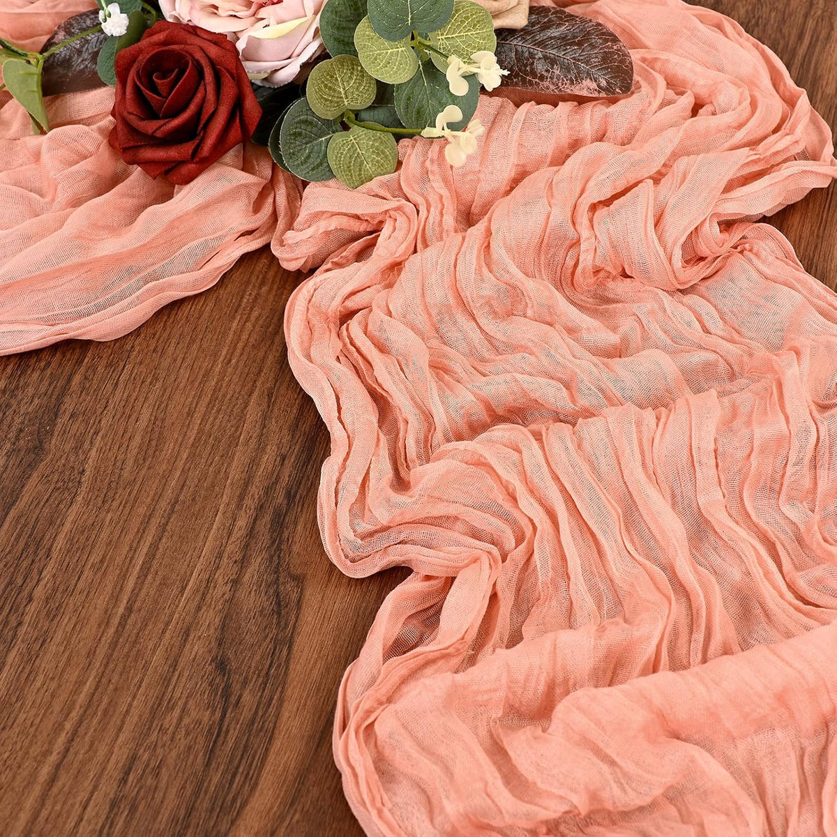 6 Pack Coral Cheesecloth Table Runner,20x120 in Table Runner