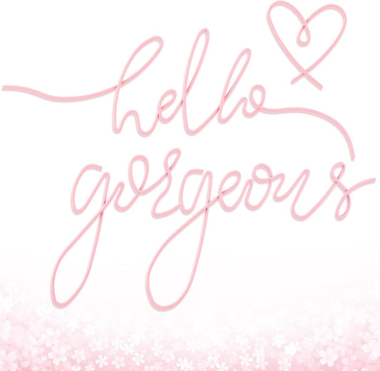 Metal Hello Gorgeous Wall Art Minimalist Wall Decor,Light Pink,Classic