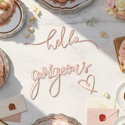 Metal Hello Gorgeous Wall Art Minimalist Wall Decor,Light Pink,Classic