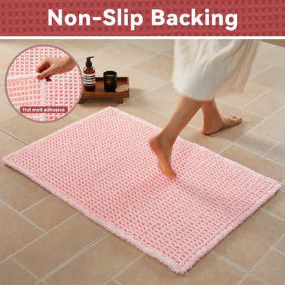 Waffle Runner Bath Mat - Long Bathroom Rugs Non Slip Washable, Ultra Soft Super Absorbent Quick Dry Boho Farmhouse Bathroom Decor, 24" x 72", Light Peachy Pink