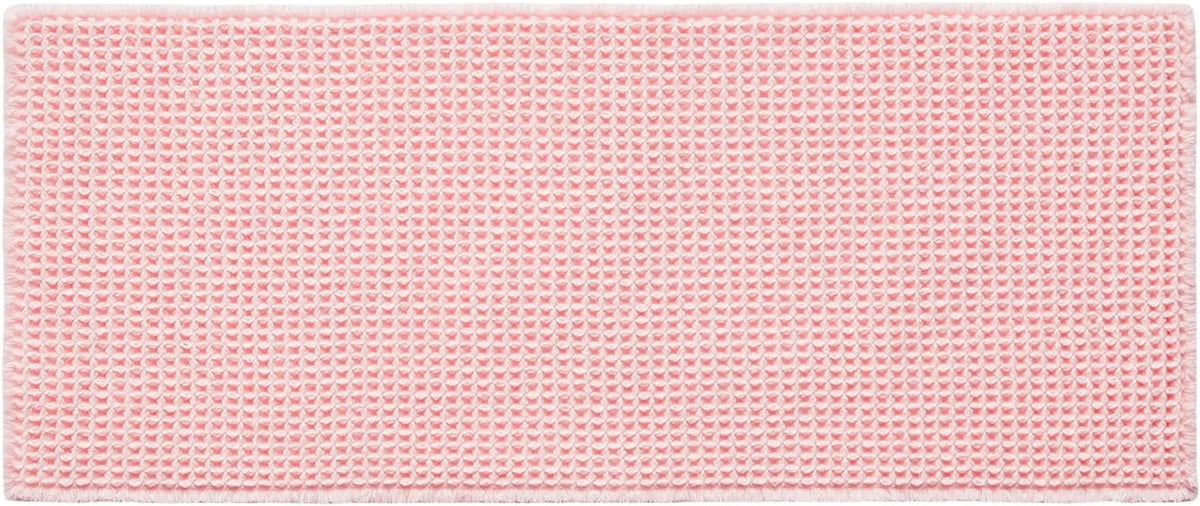 Waffle Runner Bath Mat - Long Bathroom Rugs Non Slip Washable, Ultra Soft Super Absorbent Quick Dry Boho Farmhouse Bathroom Decor, 24" x 72", Light Peachy Pink