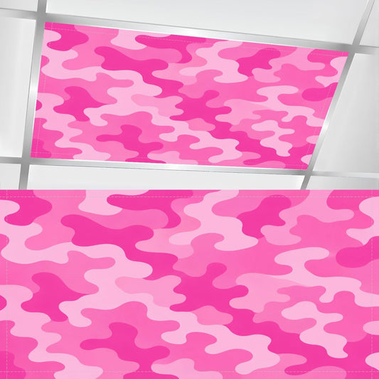 4 Pcs Fluorescent Light Covers for Ceiling Lights Pink Light Pink Camouflage Design Abstract Style Magnetic Light Filters Decorative for Classroom Office Hospital Home 4x2 Ft