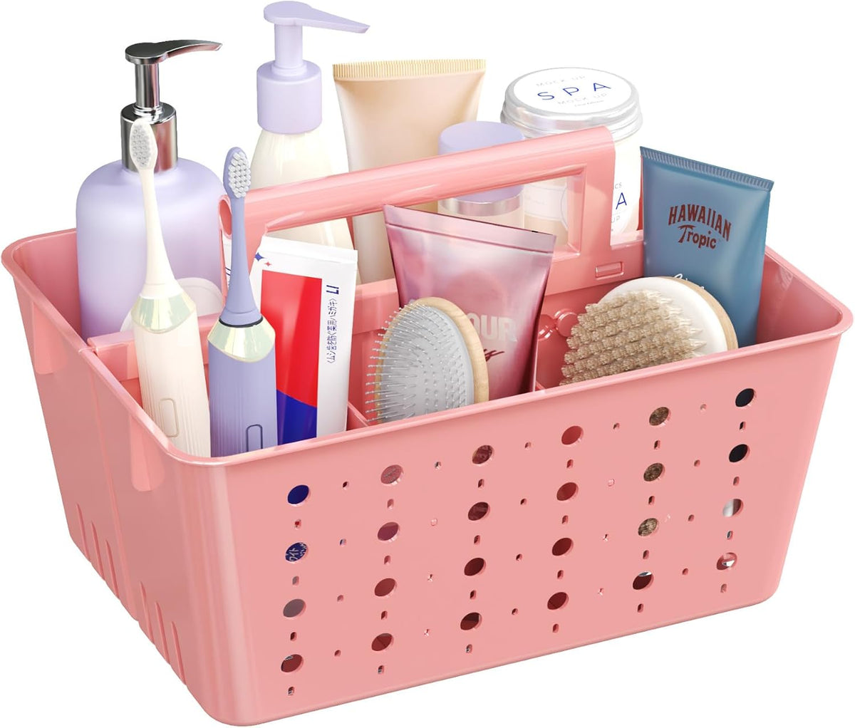Portable Shower Caddy, Plastic Basket Organizer, Pink, 1 Pack