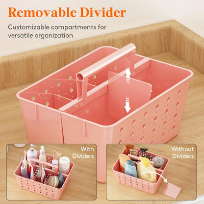 Portable Shower Caddy, Plastic Basket Organizer, Pink, 1 Pack