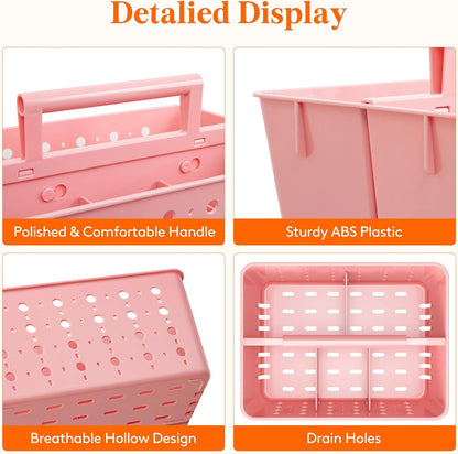 Portable Shower Caddy, Plastic Basket Organizer, Pink, 1 Pack