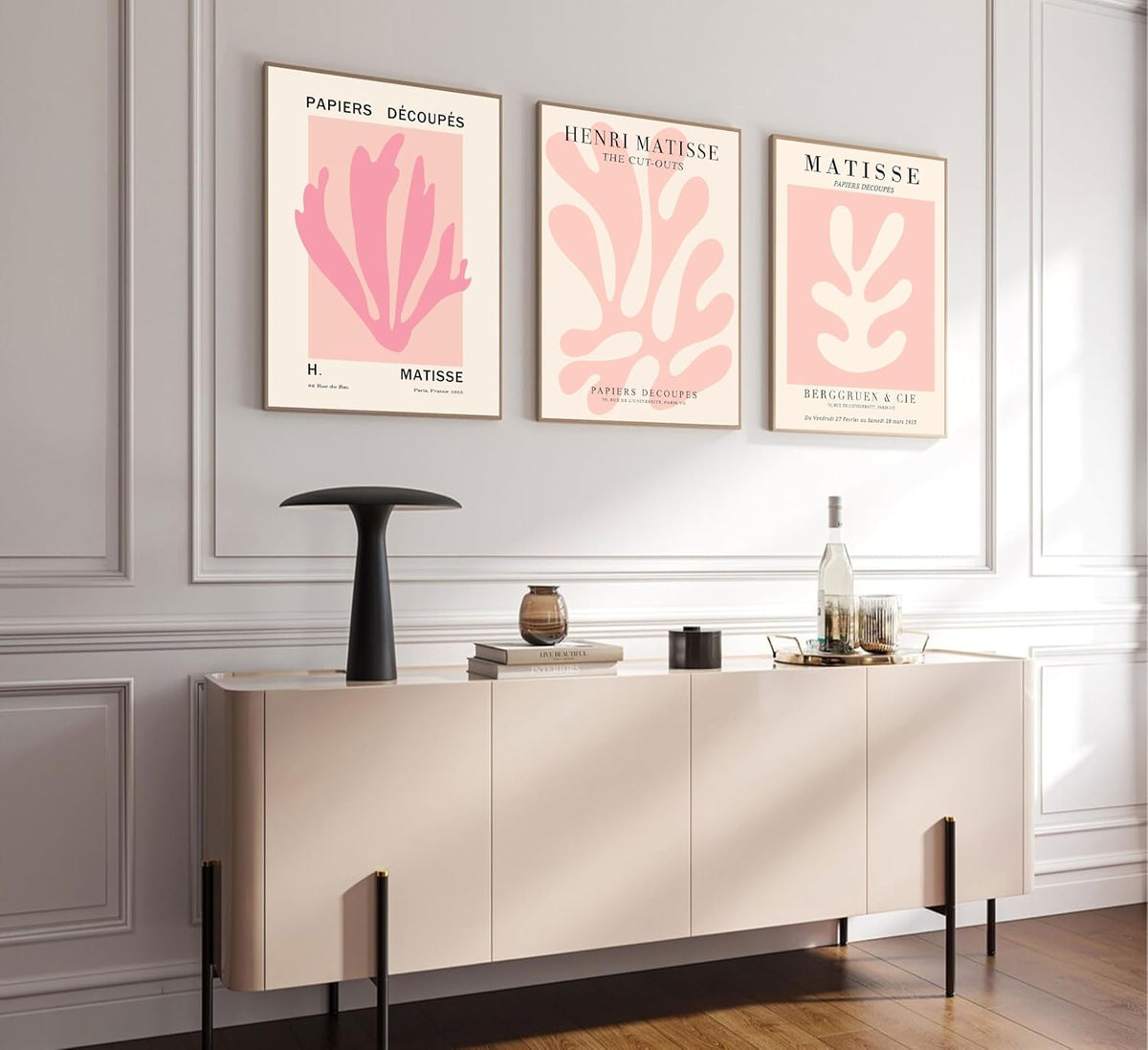 3Pcs Pink Matisse Wall Art Pictures Abstract Flower Market Poster Prints Retro Aesthetic Danish Pastels Canvas Painting Henri Matisse Artwork Wall Decor for Living Room Bedroom 12x16in Unframed