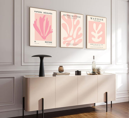 3Pcs Pink Matisse Wall Art Pictures Abstract Flower Market Poster Prints Retro Aesthetic Danish Pastels Canvas Painting Henri Matisse Artwork Wall Decor for Living Room Bedroom 12x16in Unframed
