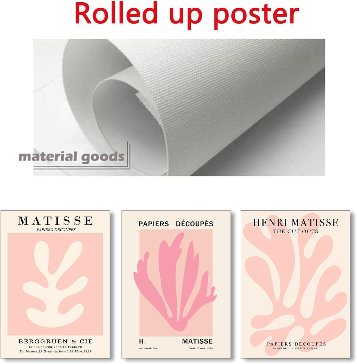 3Pcs Pink Matisse Wall Art Pictures Abstract Flower Market Poster Prints Retro Aesthetic Danish Pastels Canvas Painting Henri Matisse Artwork Wall Decor for Living Room Bedroom 12x16in Unframed