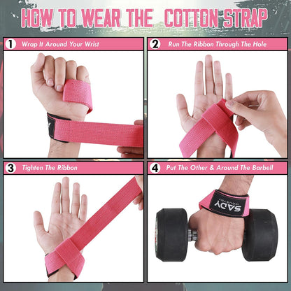 Lifting Wrist Straps for Weightlifting, Weight Lifting Straps Gym Power Workouts Lifting Straps Padded Cotton Men Women Supportive Lift Deadlift Strap